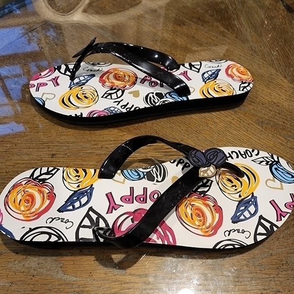 Coach Kasey Poppy Inspired Flip Flops Size 7B New Without Tags - Picture 3 of 6